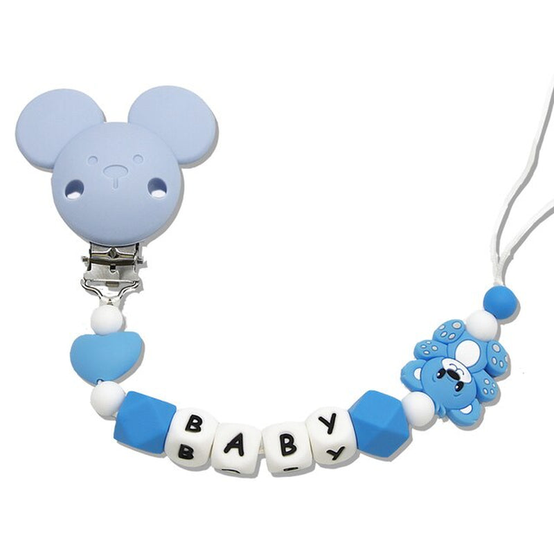 "Adorable Bear Silicone Teething Pacifier Chain - Personalized Baby Name Teether Chain for Boys and Girls - Perfect DIY Baby Product Gift Set"