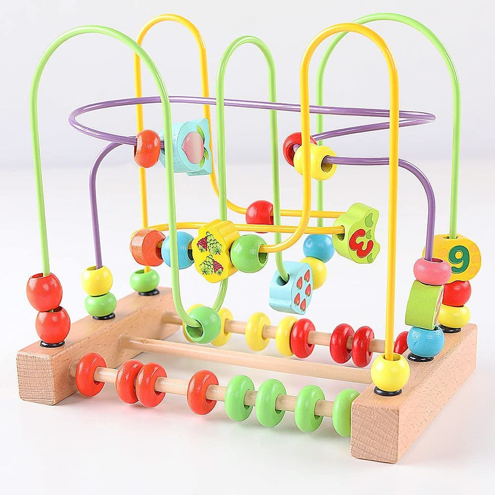 "Colorful Wooden Bead Maze Toy for Toddlers - Develops Attention, Counting, and Grasping Skills - Fun and Educational Roller Coaster Circle Toy for Kids (Qzm-0135-Toys)"