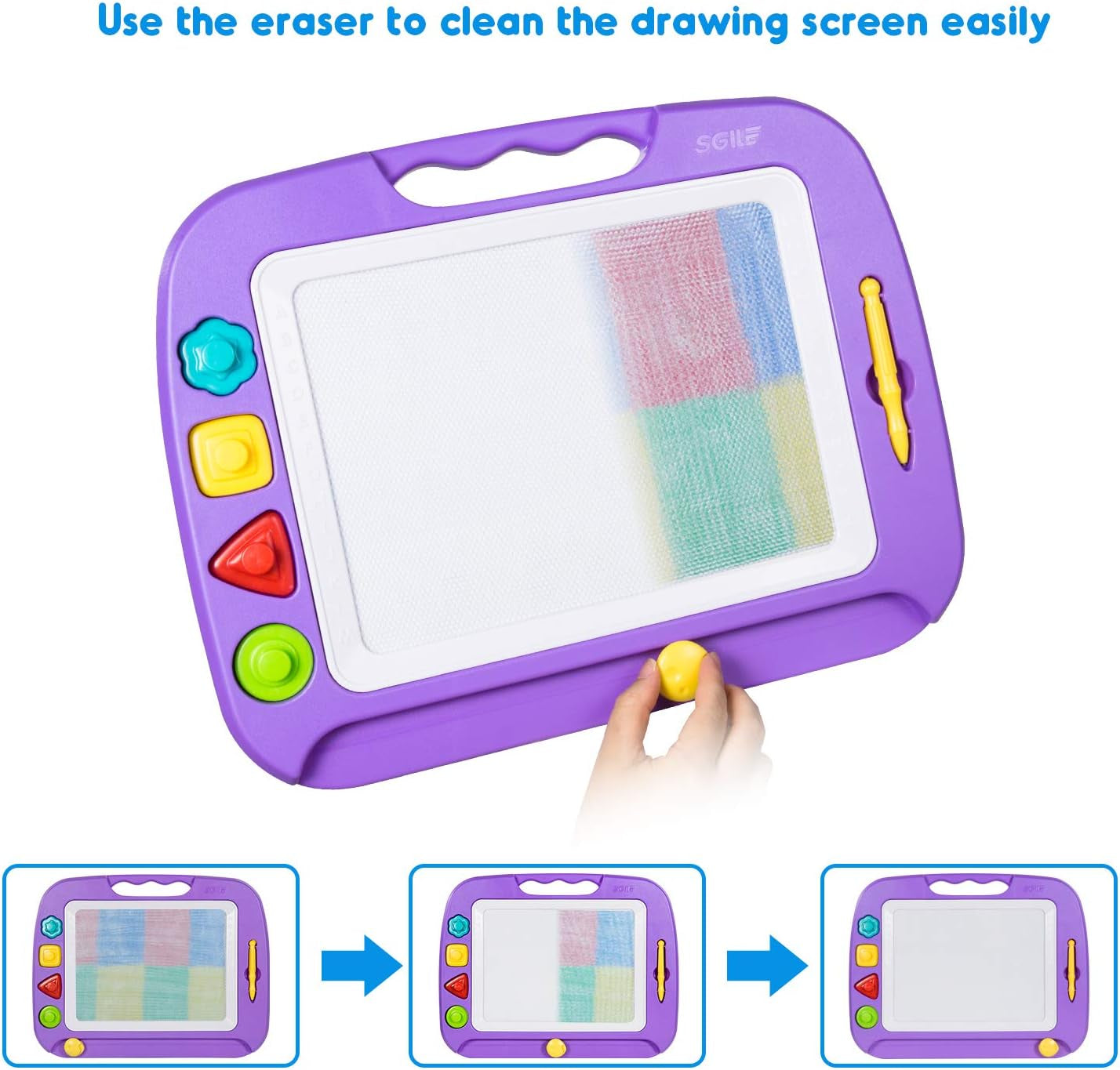 "Magic Sketch Pad for Kids - Unleash Their Creativity with the Large Magnetic Drawing Board in Vibrant Purple!"