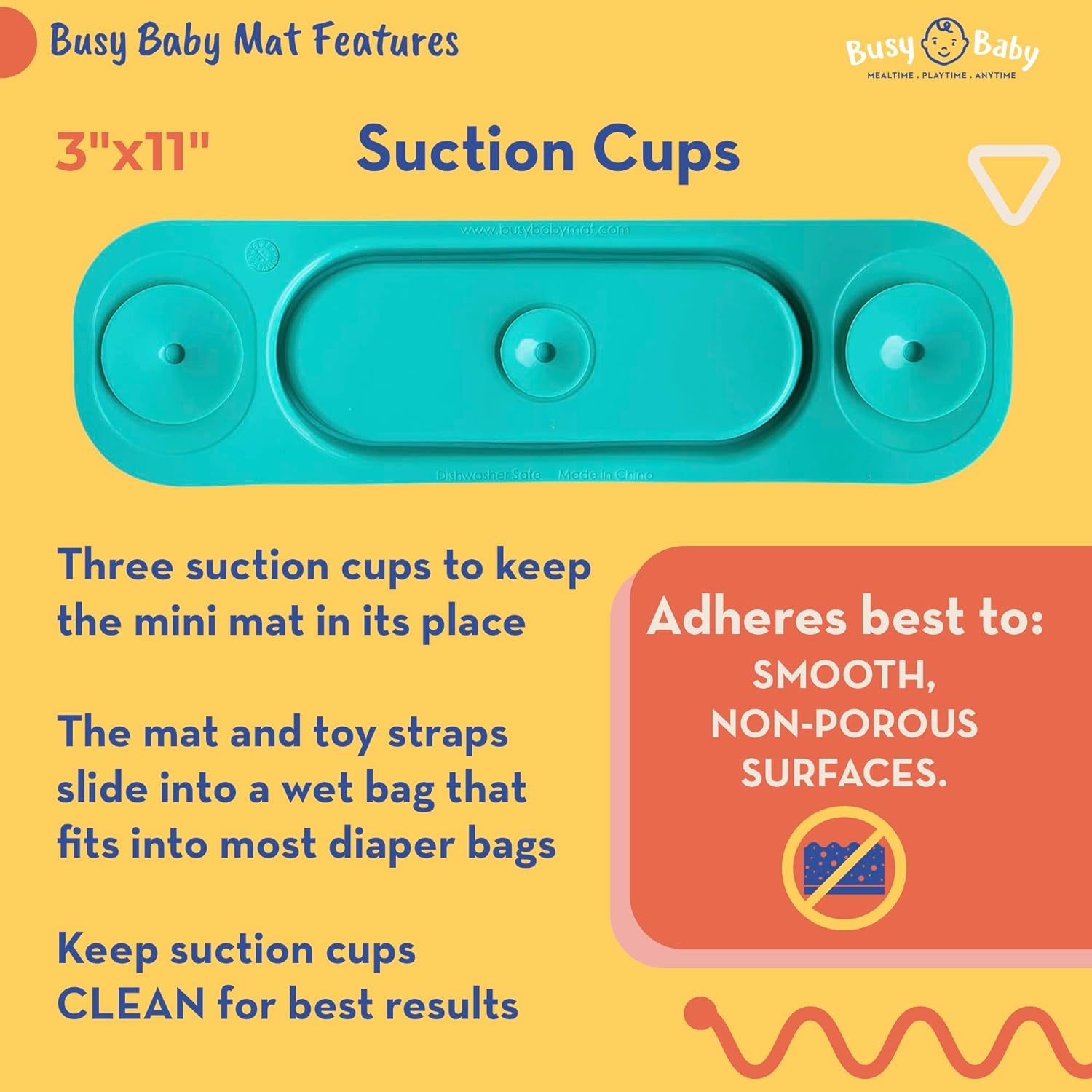 MAT | Silicone Mini Suction Placemat for Babies & Toddlers with Adjustable Tethers to Attach Toys | Keep Toys off the Floor, Dishwasher Safe, BPA Free | Includes Travel Sleeve (Tan