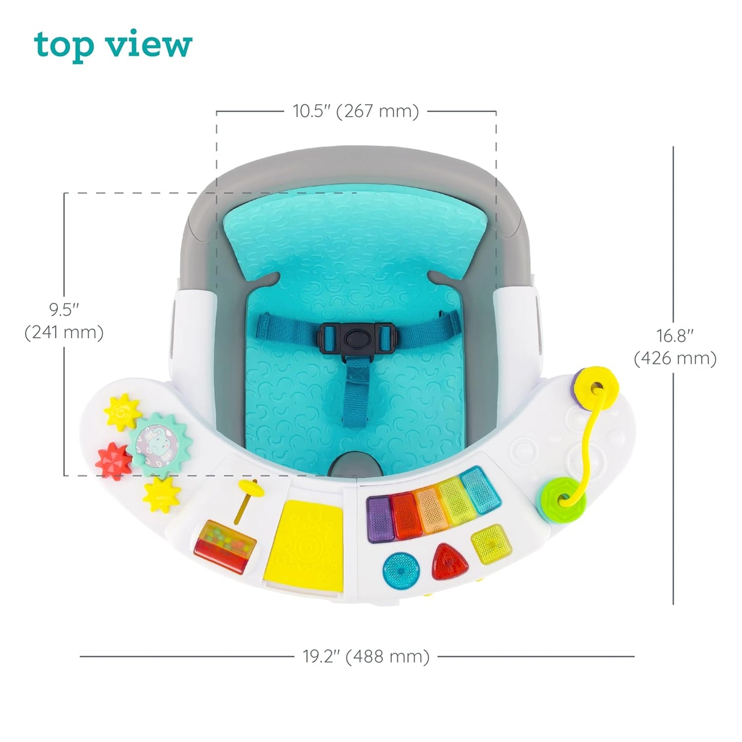 "Magical Melodies 3-In-1 Sensory Seat and Booster - Transformative, Interactive Seat with Musical Keyboard for Exploring Senses, Perfect for Babies and Toddlers, Vibrant Teal"