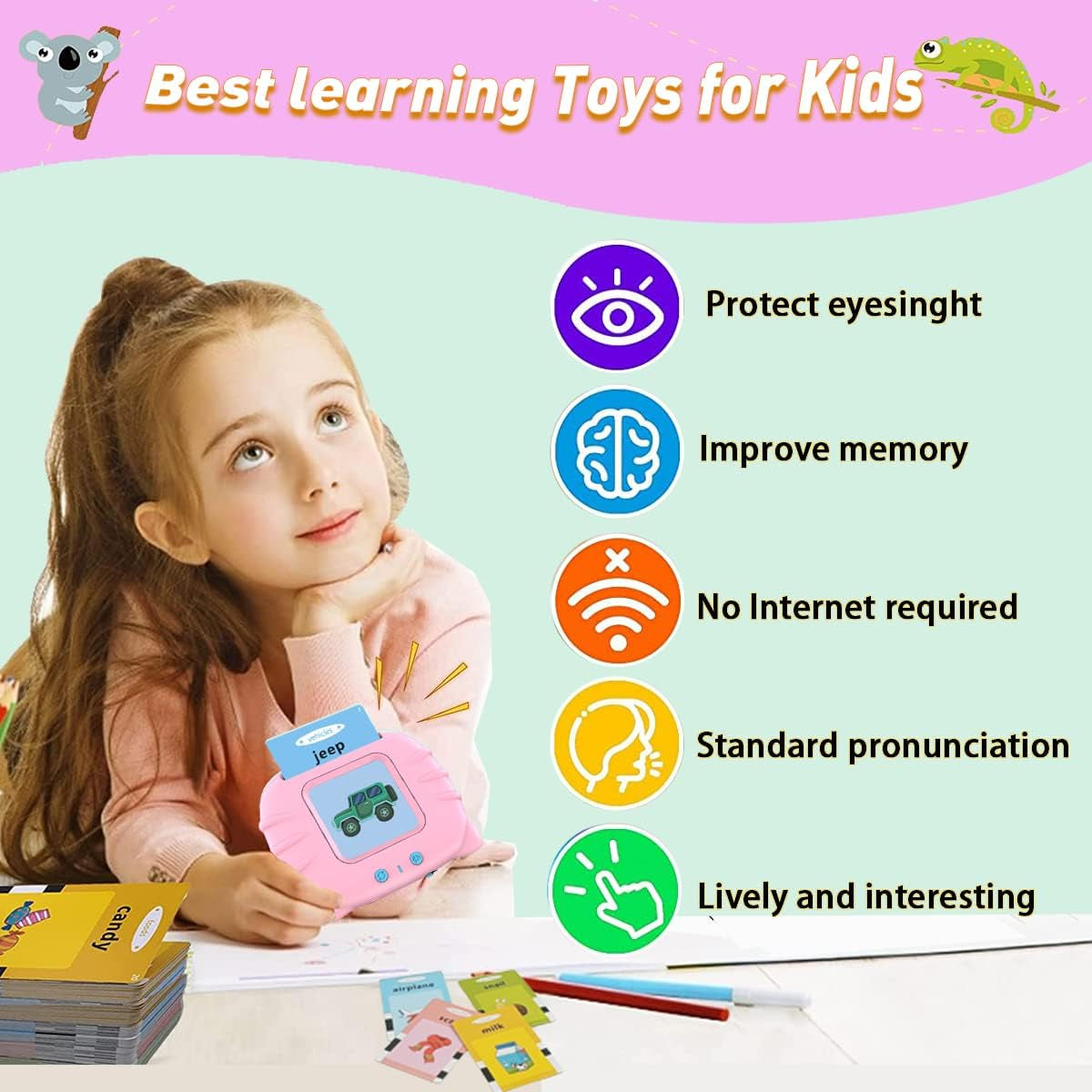 Flash Cards for Toddlers 2 3 4 5 6 7 Years Old,112 Card Talking Flash Cards(224 Words),Speech Therapy Toys Autism Toys,Baby Audible Flashcards Early Learning Educational Toys,Toddler Learning Toys