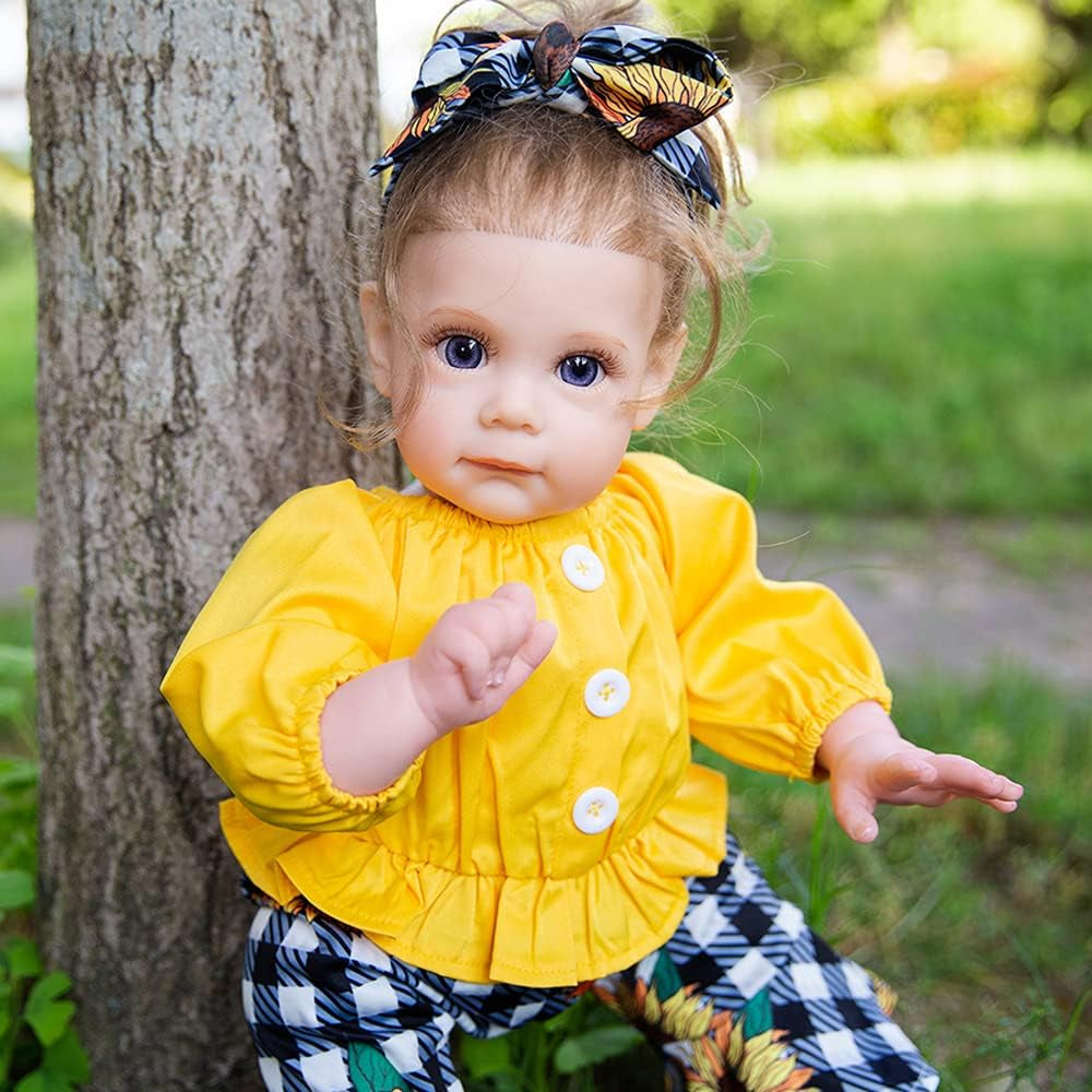 Reborn Baby Dolls Girl, 22 Inch Realistic Newborn Baby Doll, Lifelike Baby Doll That Look Real, Adorable Vinyl Soft Body Weighted Reborn Toddler Gift