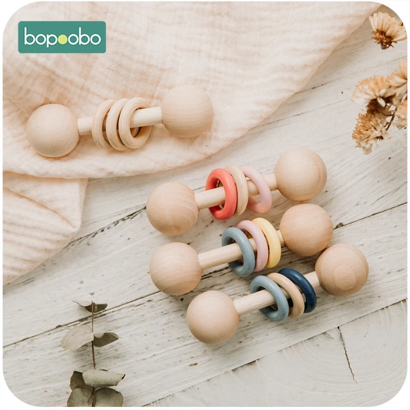 "Musical DIY Baby Rattle Teether Set - Safe, Wooden Toys with Bpa-Free Bracelet - Perfect Baby Shower Gift!"