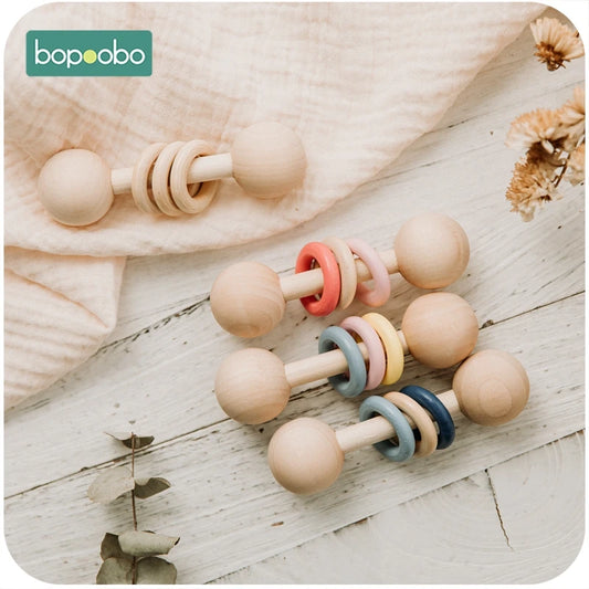 "Musical DIY Baby Rattle Teether Set - Safe, Wooden Toys with Bpa-Free Bracelet - Perfect Baby Shower Gift!"