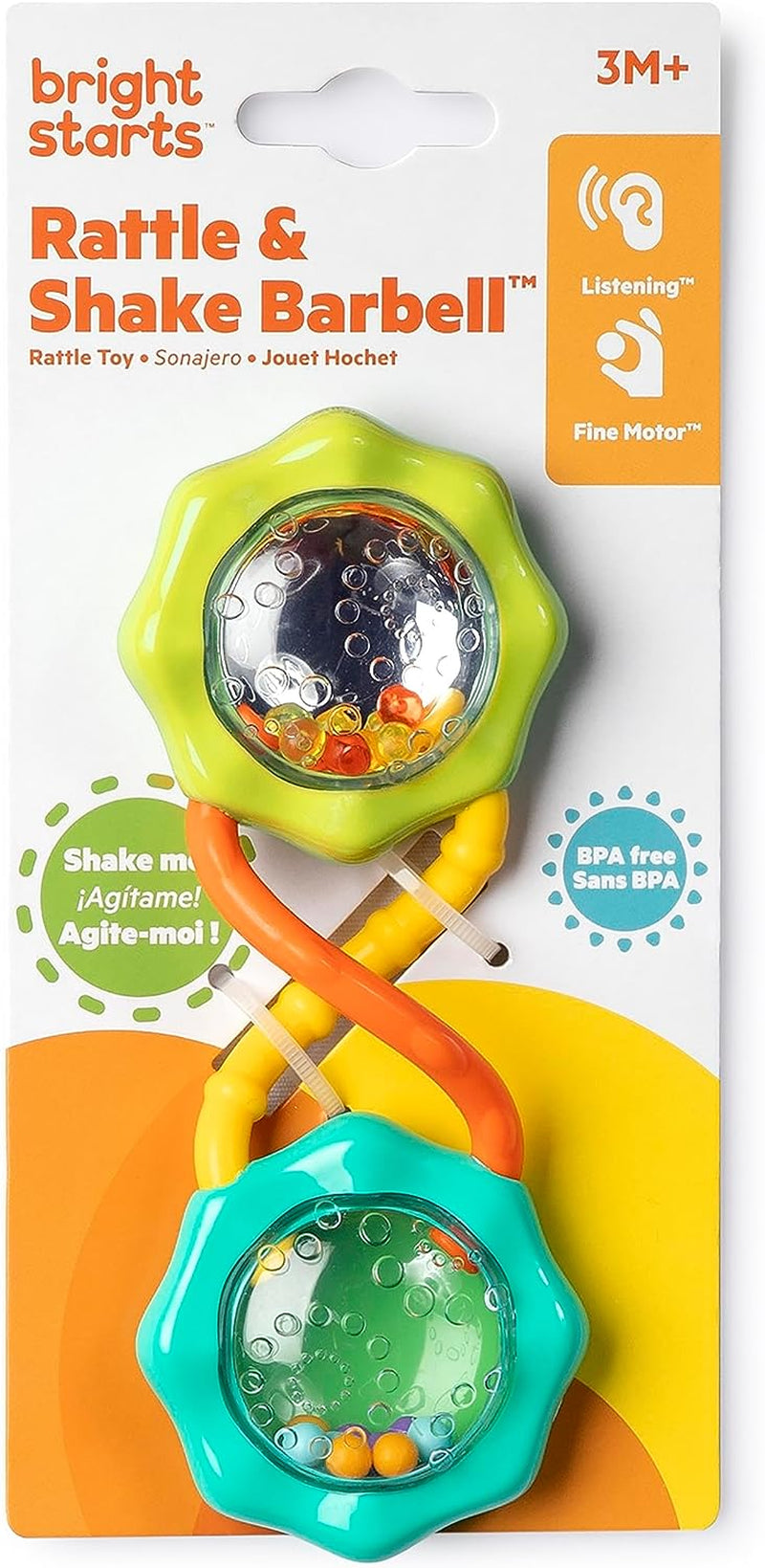 "Fun and Stimulating Rattle & Shake Barbell Toy for Babies 3 Months and up - Vibrant Green Color!"